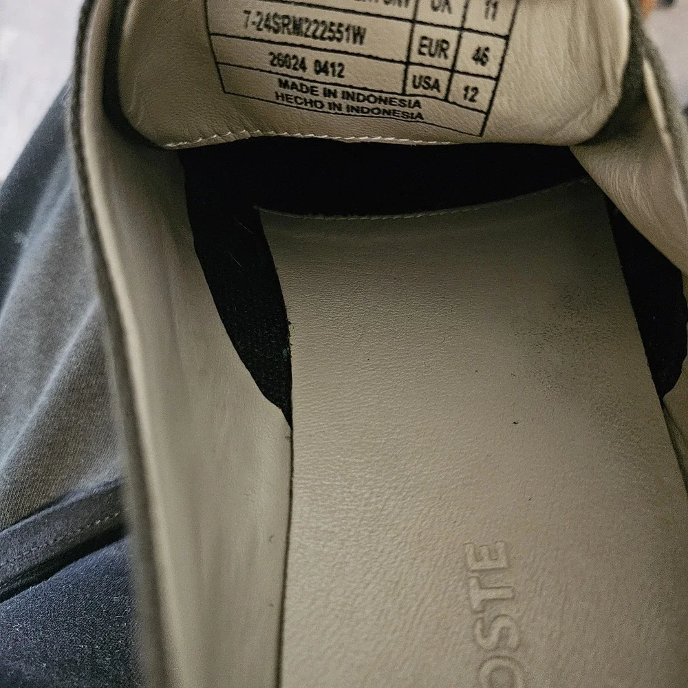 Lacoste Men's Sherbrooke Oxford Leather Canvas Brown Shoes Size 12